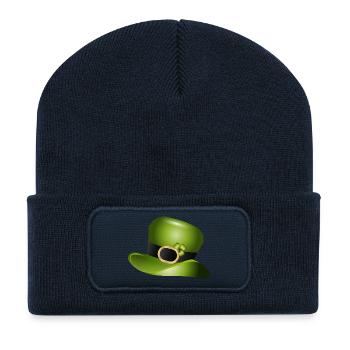 Grüner Zylinderhut mit Kleeblatt – St Patrick - Recycelte Patch Beanie - French Navy - Vorne