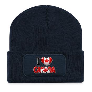 I Love Canada – Herz mit Ahornblatt - Recycelte Patch Beanie - French Navy - Vorne