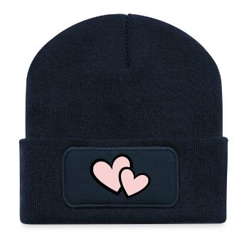 Valentine's Day Heart Pink Valentine's Day Gift - Recycled Patch Beanie - french navy - Front