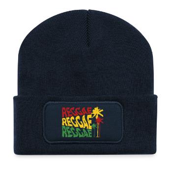 Reggae Palm Trees - Recycled Patch Beanie - french navy - Front