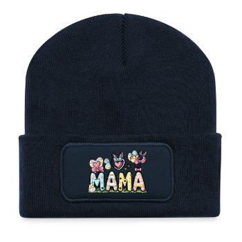 Pastell Ostern Mama Design - Recycelte Patch Beanie - French Navy - Vorne