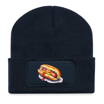 Hot-dog coloré - Beanie recyclé à patch - bleu marine - Devant