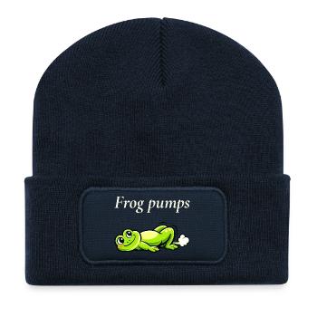 Frog Pumps funny frog saying - Recycled Patch Beanie - french navy - Front