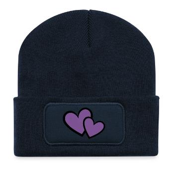 2 Violet Heart Heart Violet Heart Pattern - Recycled Patch Beanie - french navy - Front