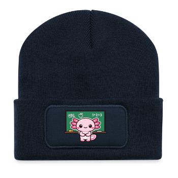 Kawaii Schuldrache mit Kreide axolotl - Recycelte Patch Beanie - French Navy - Vorne