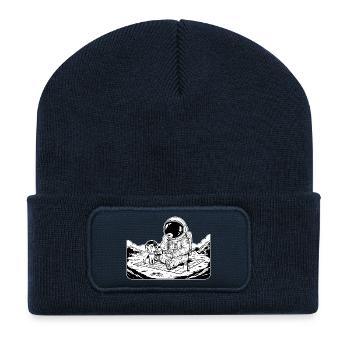 Astronaut Picnic Donut Dog - Recycled Patch Beanie - french navy - Front