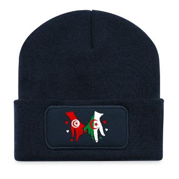 Tunisie-Algérie Drapeau main dans la main - Beanie recyclé à patch - bleu marine - Devant