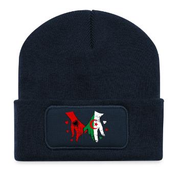 Albanien Algerien Flagge Händehalten used - Recycelte Patch Beanie - French Navy - Vorne