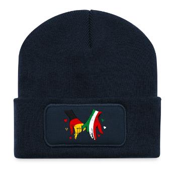 Deutschland Italien Flagge Händehalten used - Recycelte Patch Beanie - French Navy - Vorne