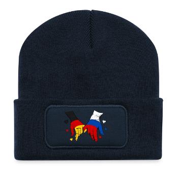 Deutschland Russland Flagge Händehalten - Recycelte Patch Beanie - French Navy - Vorne