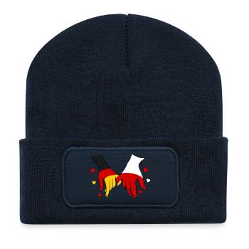 Deutschland Polen Flaggen Händehalten - Recycelte Patch Beanie - French Navy - Vorne