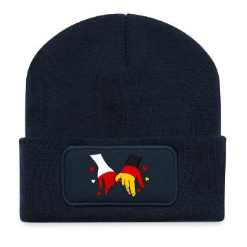 Polen_Deutschland_Flagge_Händehalten - Recycled Patch Beanie - french navy - Front