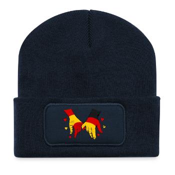 Spanien_Deutschland_Flagge_Haendehalten_used - Recycled Patch Beanie - french navy - Front