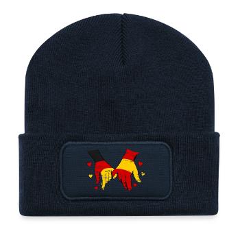 Deutschland_Spanien_Flagge_Haendehalten_used - Recycled Patch Beanie - french navy - Front
