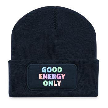 Bonne énergie uniquement pour les gens positifs Chemise - Beanie recyclé à patch - bleu marine - Devant