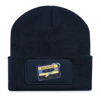 Analog Soul Vintage Kassetten-Herzkunst - Recycelte Patch Beanie - French Navy - Vorne