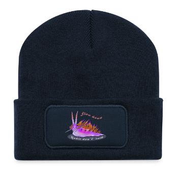 Purple Nudi – Life in the Slow Lane - Recycelte Patch Beanie - French Navy - Vorne