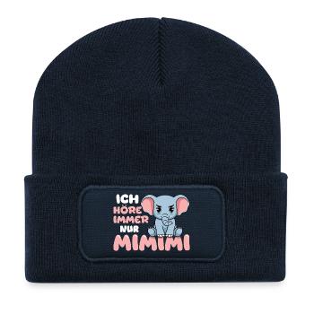 Ich Höre Immer Nur Ein Mimimi Elefant - Recycelte Patch Beanie - French Navy - Vorne