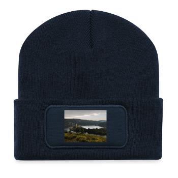 Lake & Castle Landscape – Wild Nature France - Recycled Patch Beanie - french navy - Front