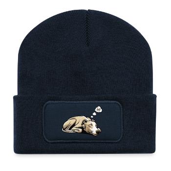 Whippet Greyhound Whippets Propriétaire de lévrier - Beanie recyclé à patch - bleu marine - Devant