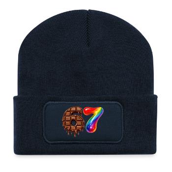 67 - 6 7 - Six Seven Meme - Chocolat - Beanie recyclé à patch - bleu marine - Devant