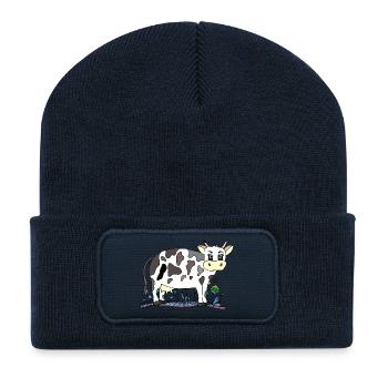 Vache - Beanie recyclé à patch - bleu marine - Devant