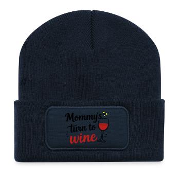 Mommy's Turn to Wine – Mother's Day Fun Design - Recycled Patch Beanie - french navy - Front