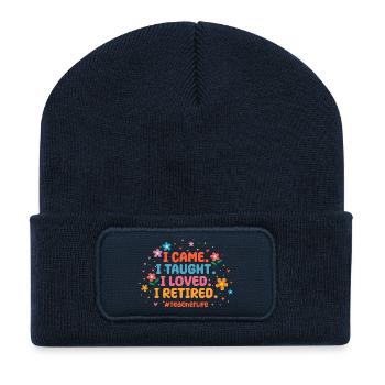 Ich kam, ich unterrichtete, ich liebte, ich pensionierte Lehrerin. - Recycelte Patch Beanie - French Navy - Vorne
