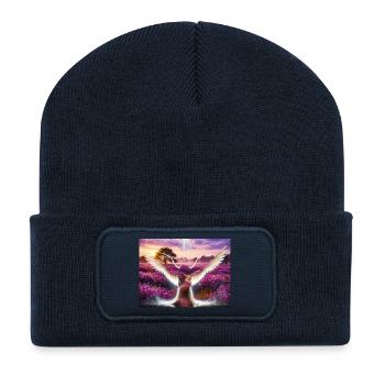 Flügel im Lavendeltal - Recycelte Patch Beanie - French Navy - Vorne