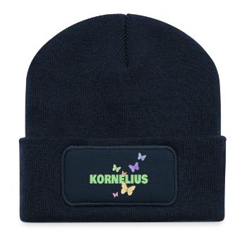 Cornelius with butterflies - Recycled Patch Beanie - french navy - Front