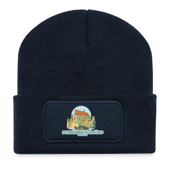 Schwäbisch Gmünd Motiv 1 - Skyline – Koordinaten - Recycelte Patch Beanie - French Navy - Vorne