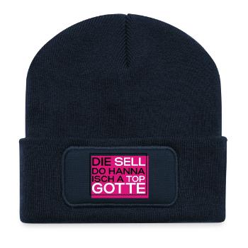Schwäbisches Design für Gotte, Patentante, Gotti - Recycelte Patch Beanie - French Navy - Vorne