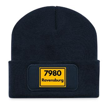 OLD POSTCODE ZIP CODE RETRO 7980 RAVENSBURG HEIMAT - Recycled Patch Beanie - french navy - Front