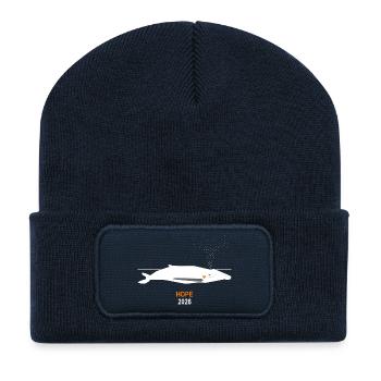 Minimalist Whale Heart Hope 2026 Wal Herz Hoffnung - Recycelte Patch Beanie - French Navy - Vorne