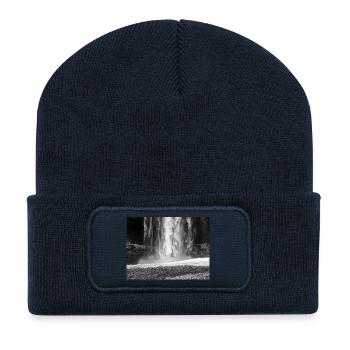 Brume en cascade monochrome - Beanie recyclé à patch - bleu marine - Devant