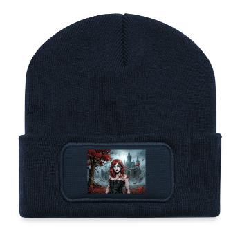 Redhead gothic woman in autumn magic - Recycled Patch Beanie - french navy - Front