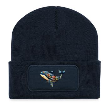 Rette den Wal - Recycelte Patch Beanie - French Navy - Vorne
