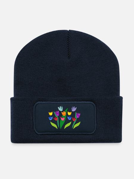 Blumen - Recycelte Patch Beanie - French Navy