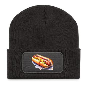 Hot Dog Street Art Illustration - Recycled Patch Beanie - dark grey - Front