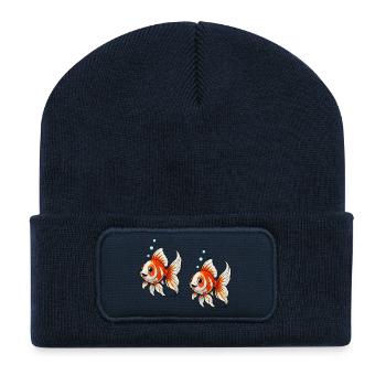 Goldfische Comic - Recycelte Patch Beanie - French Navy - Vorne