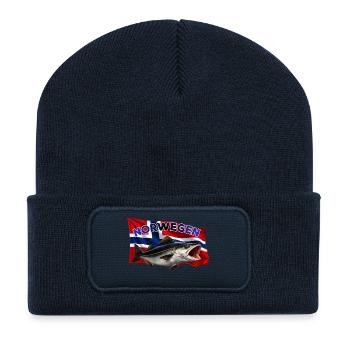 Norwegen Köhler Angeln - Seelachs Fishing - Recycelte Patch Beanie - French Navy - Vorne