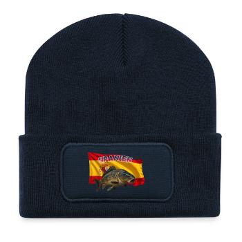 Karpfen Angeln Spanien - Angel Design - Recycelte Patch Beanie - French Navy - Vorne