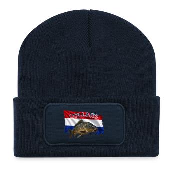 Pêche à la carpe Hollande - Angel Design - Beanie recyclé à patch - bleu marine - Devant