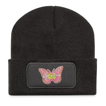 Schmetterlingsmärchen-Magisches Design - Recycelte Patch Beanie - Dunkelgrau - Vorne
