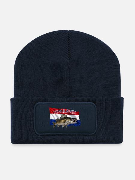 Zander Angeln Holland - Fisch Motiv - Recycelte Patch Beanie - French Navy