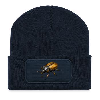 Geometrisches Low-Poly Insekt - Recycelte Patch Beanie - French Navy - Vorne