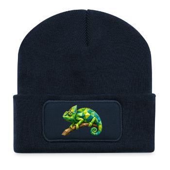 Geometric Chameleon Branch - Recycled Patch Beanie - french navy - Front