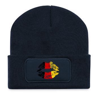  Kussmund Lippenstift Deutschland Farben Fanshirt - Recycelte Patch Beanie - French Navy - Vorne