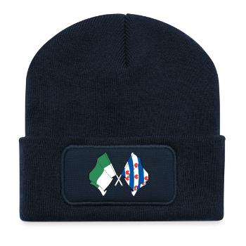Vlieland & Friesland kreuzte Flaggen - Recycelte Patch Beanie - French Navy - Vorne