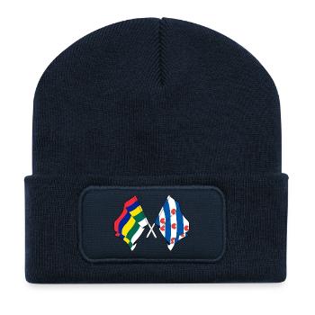 Terschelling & Friesland kreuzte Flaggen - Recycelte Patch Beanie - French Navy - Vorne